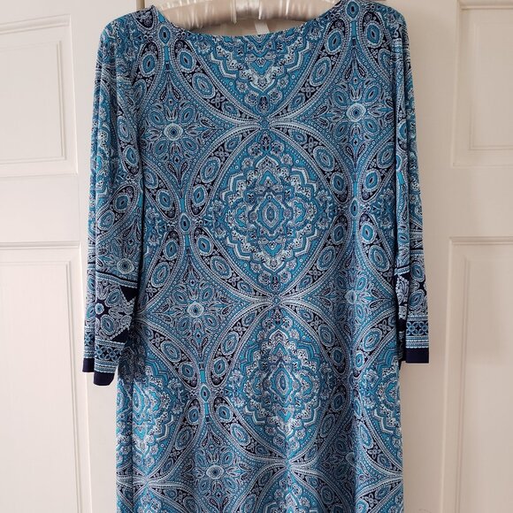 Swingy soft blue Indian-inspired print dress - Picture 1 of 2